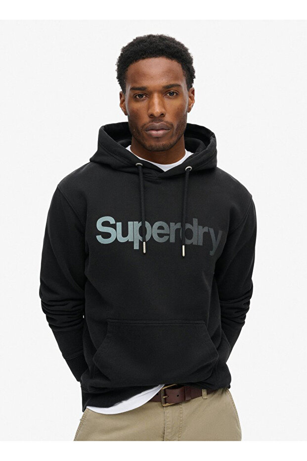 Kapüşon Yaka Siyah Erkek Sweatshırt M2013724A02A_CORE LOGO FADE LOOSE H - 1