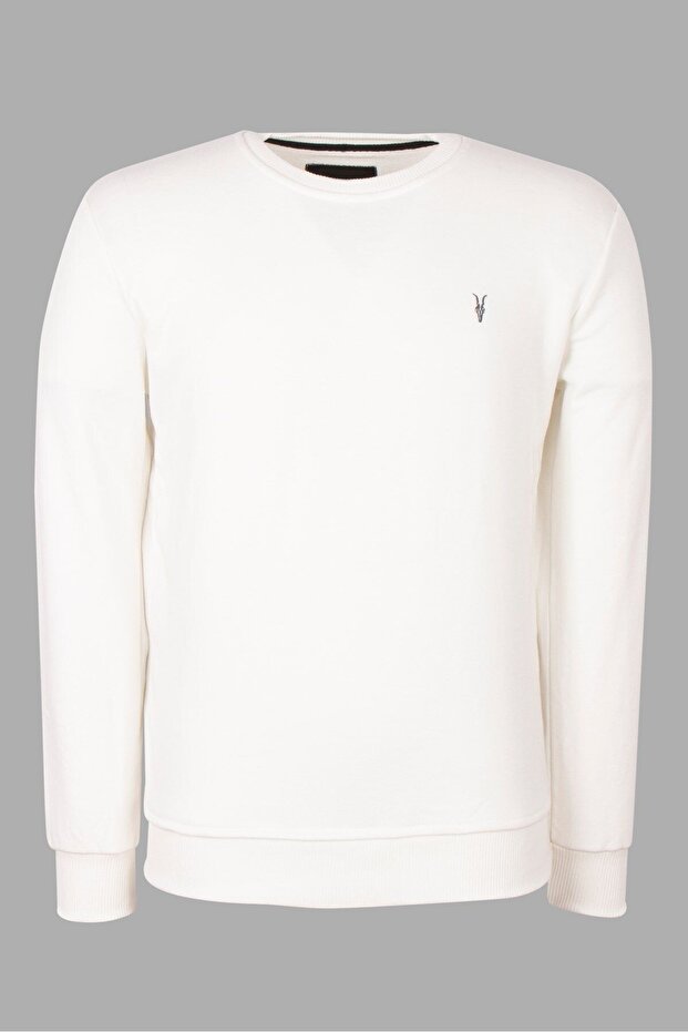 Erkek 3-lü Karamel-siyah-ekru Sweatshirt Basic Bisiklet Yaka - 2