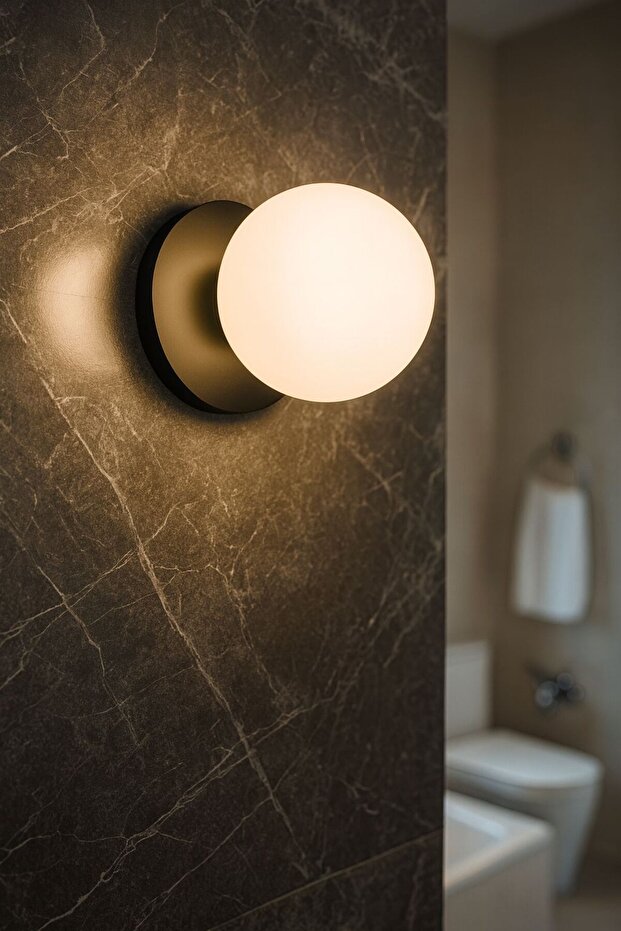 Chiaro Forte Aplik Duvar Lambası Glop Beyaz Camlı Metal Gövde Modern Aplik Duvar Apliği - 1