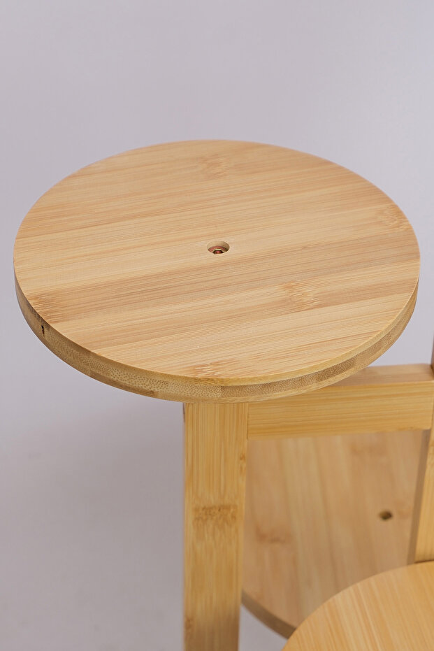 Bambu Yuvarlak Form 5 Raflı Saksılık Saksı Standı Çiçeklik Organizer DB-0036 - 4