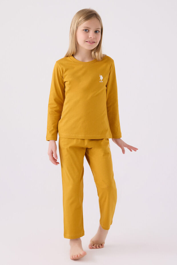 Girl's Mustard Long Sleeve Pajama Set