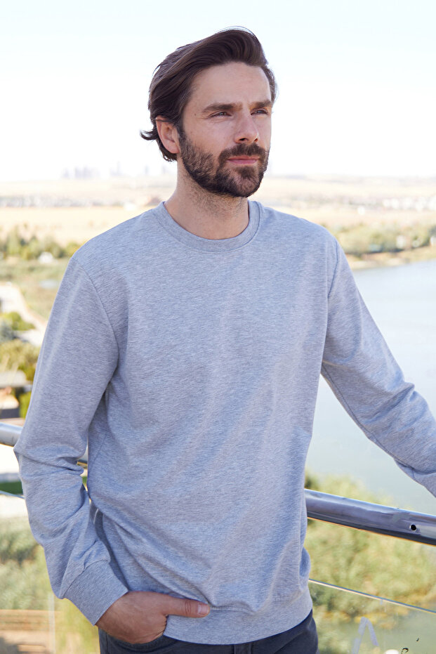 Basic Bisiklet Yaka Sweatshirt - 1