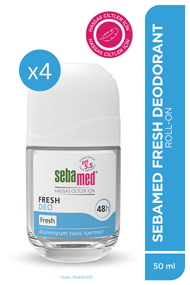 Fresh Roll-On Deodorant 50 ml x 4 Ter Kokusu Önleyici Hassas Ciltler 48 Saat Etkili Unisex Koruma - 1