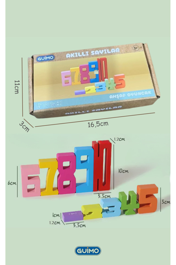 Eğitici Oyuncak Montessori Ahşap Sayı Blokları – 3 4 5 Yaş Okul Öncesi Matematik & Yapı Seti - 9