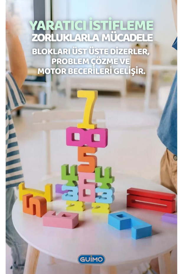 Eğitici Oyuncak Montessori Ahşap Sayı Blokları – 3 4 5 Yaş Okul Öncesi Matematik & Yapı Seti - 6