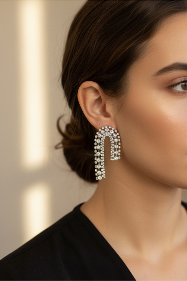 Hanging Zircon Stone Evening Dress Earrings