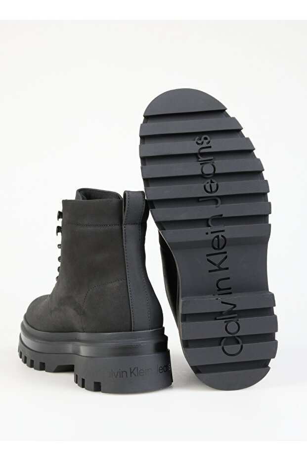 Siyah Erkek Deri Bot LUGGED BOOT LACEUP REBELLIOUS - 4