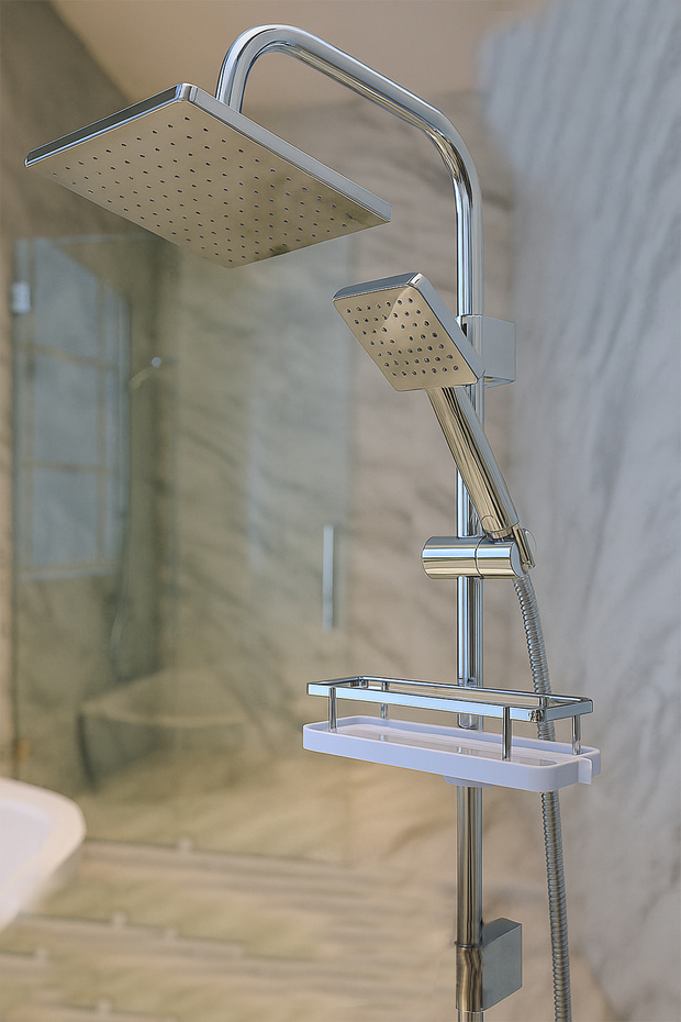 Robot Duş Seti Lüks Geniş Sabunluklu Banyo Duş Takımı El ve Tepe Başlığı Spiral Ağır Tip Robot Duş - 2