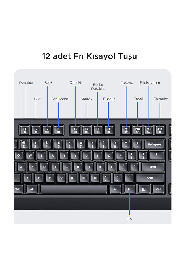 SPK6247 Kablolu Türkçe Q Klavye Siyah - 8