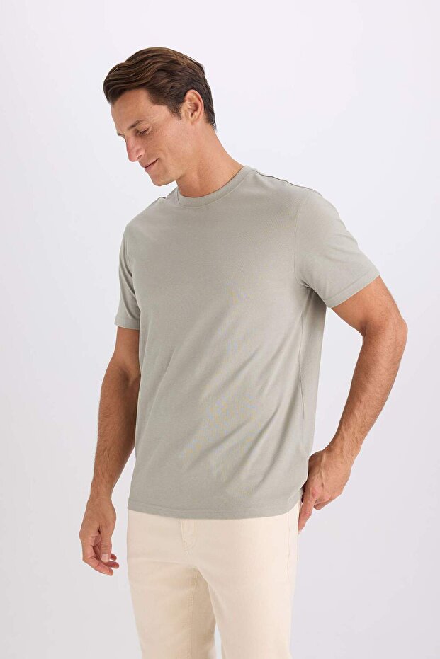 %100 Pamuk New Regular Fit Bisiklet Yaka Basic Düz Kısa Kollu Tişört V7699AZ25SP - 3