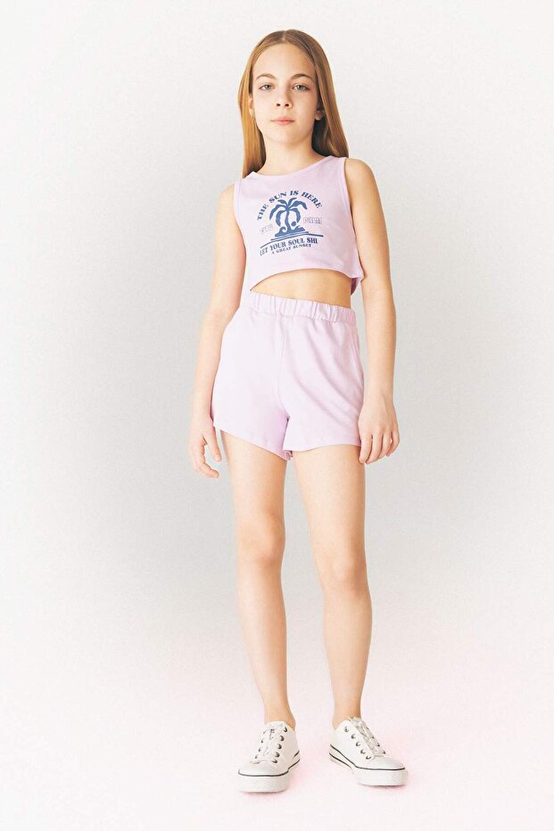 Kız Çocuk 2'li Takım Baskılı Atlet Şort E4897A825SM - 1