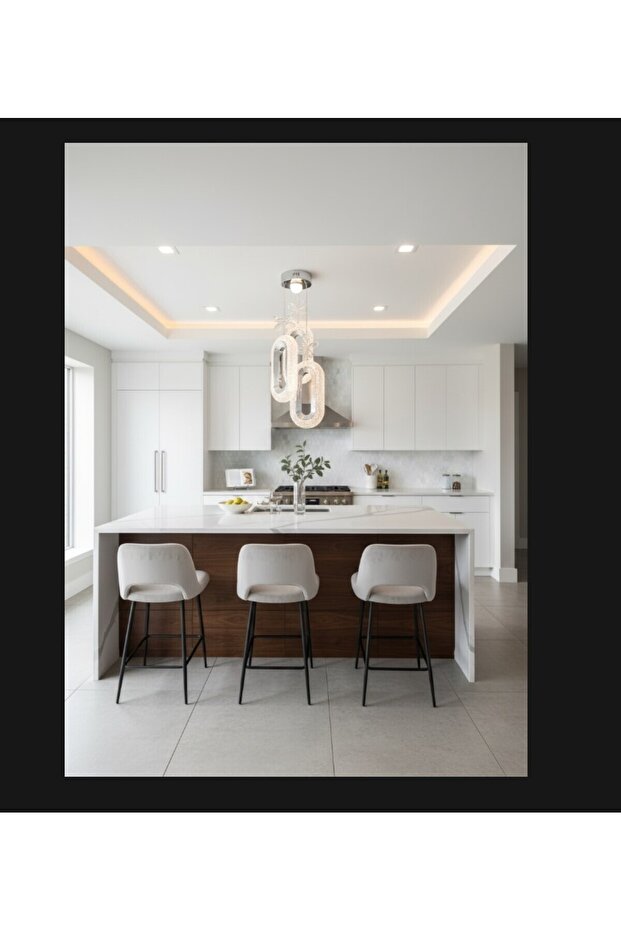 Maya Avize 3'lü Badem Krom Renk Led Avize - 1