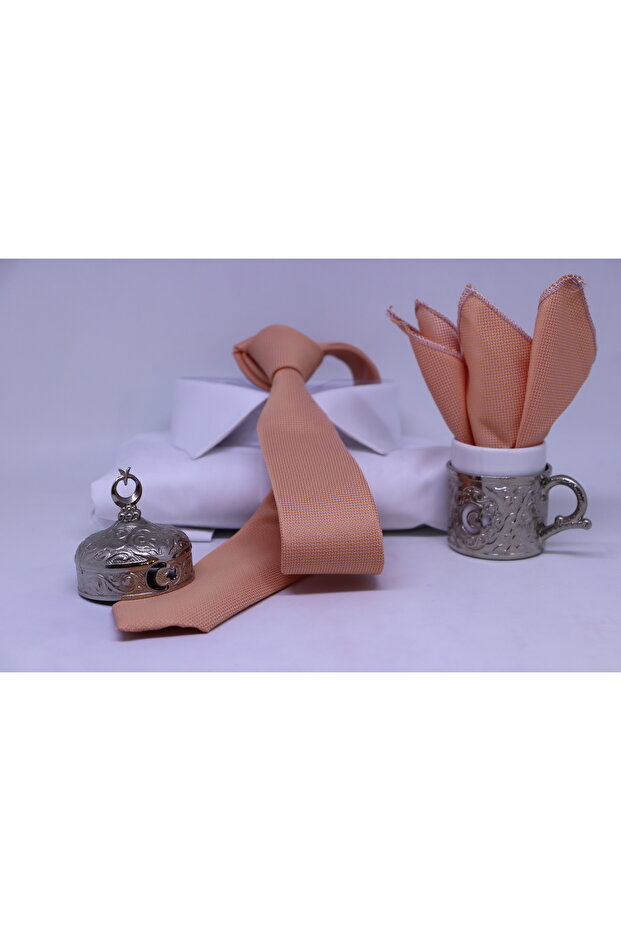 Woven Handkerchief Tie Men's Textile Salmon
