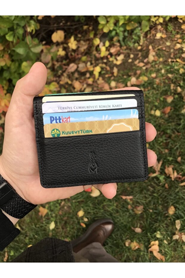 Guard Genuine Leather Men's Black Card Holder