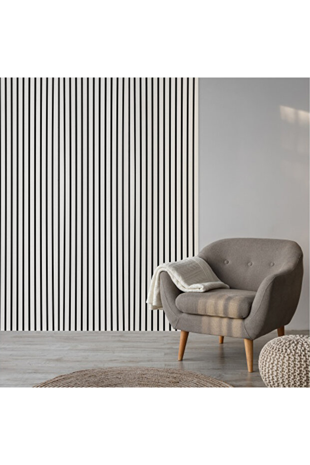 Açık Gri (2 ADET) 40x270 cm Yeni Nesil Akustik Ahşap Duvar Paneli - 4