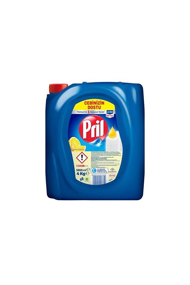 Pril Elde Bulaşık Deterjanı Üç Etkili Güç Limon 4kg - Yağ Çözücü ve Ferah Limon Kokusu