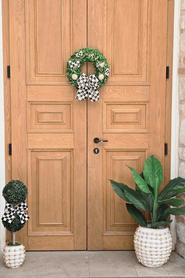 Kapı Süsü Model 7, Mackenzie Childs Kurdeleli Kapı Çelengi, Çap 40cm - 8