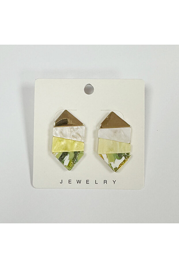 Gold Color Geometric Stone Colorful Earrings