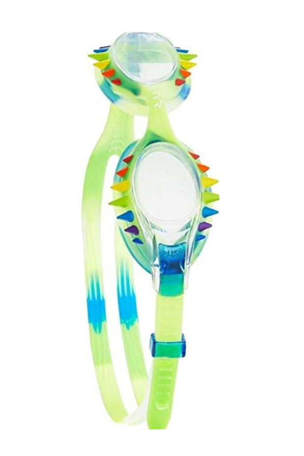 Baby Kid's swimple tie dye Spikes Goggle, Clear/Blue/Rainbow, one size