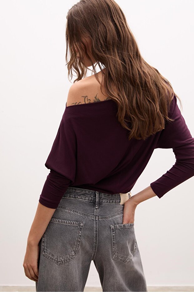 Modal asimetrik tişört - 4