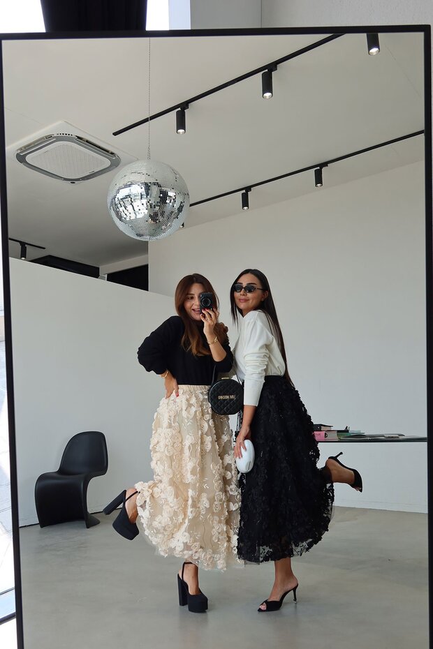 Çiçek Kabartmalı Pullu Premium Etek - 1