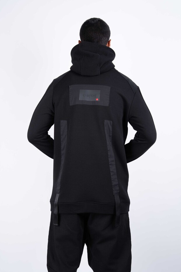 Fermuarlı Örme Siyah Sweat-Ceket - 6