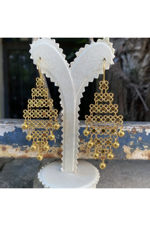Hint işi altın küpe - 5