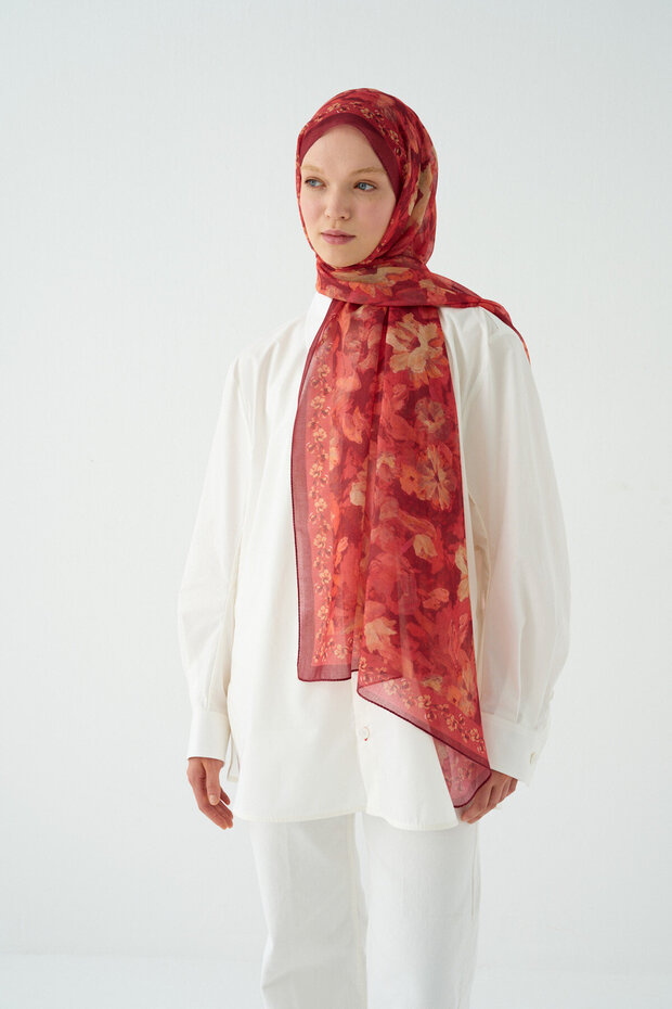 Petra Soft Cotton Shawl - Pomegranate Flower
