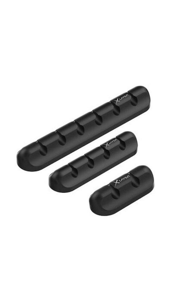 Set 3 Cable Organizers Xlayer, 6 + 4 + 2, Black