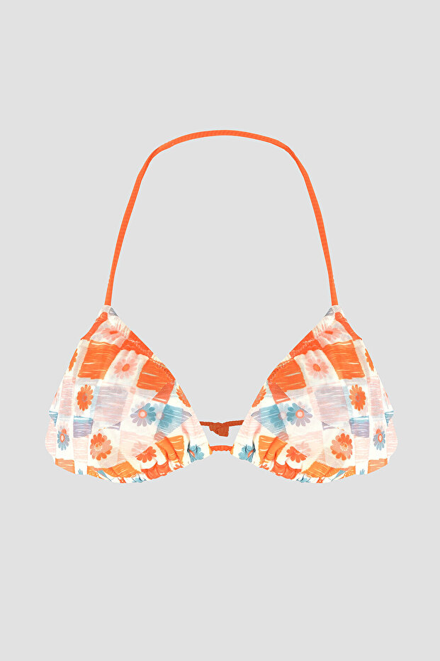 Turuncu Daisy Forest Üçgen Tek Üst Bikini - 1