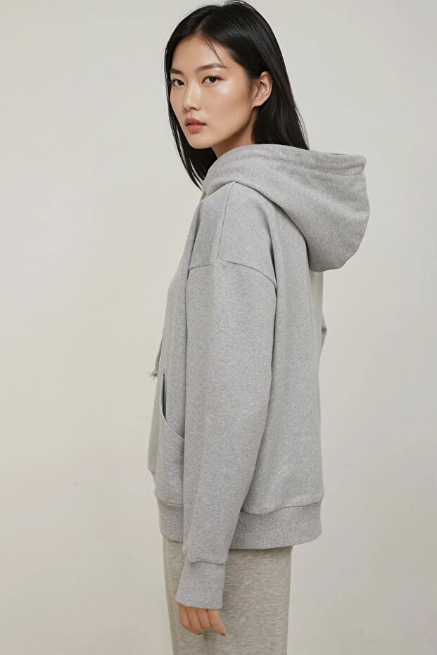 Oversize Kapüşonlu Sweatshirt - 4