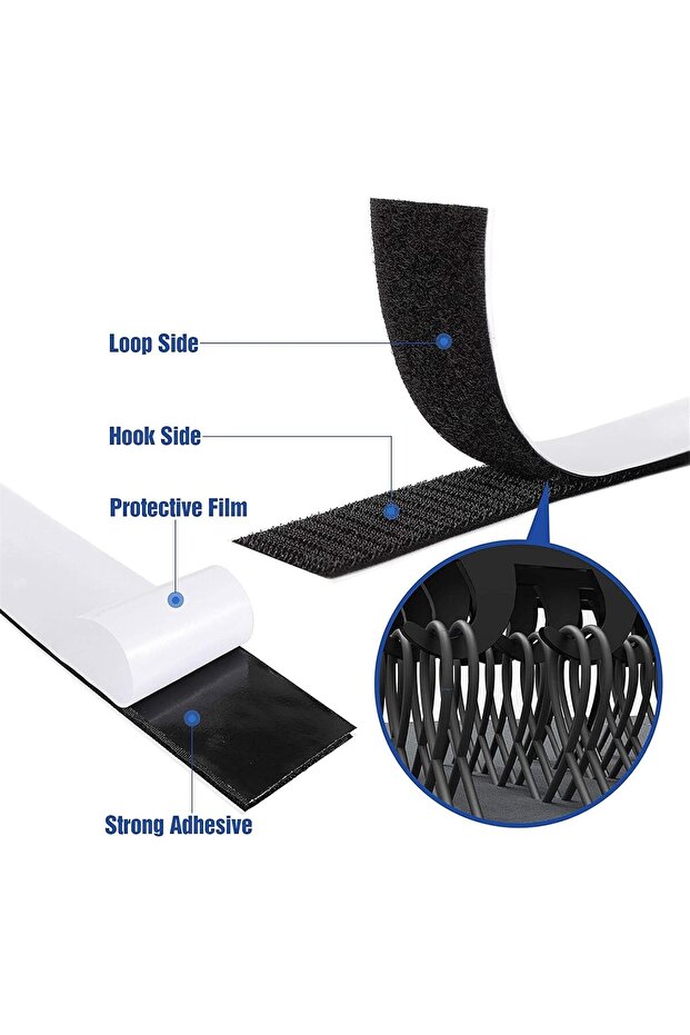 شريط لاصق Xspring Hook and Loop، شرائط Hook and Loop مع لاصق شديد التحمل، لفة Hook and Loop مزدوجة الجوانب بطول 8 أمتار - 8