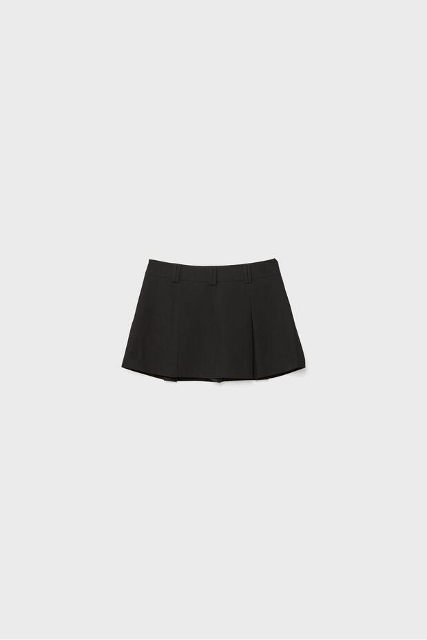 Pileli mini şort etek - 7