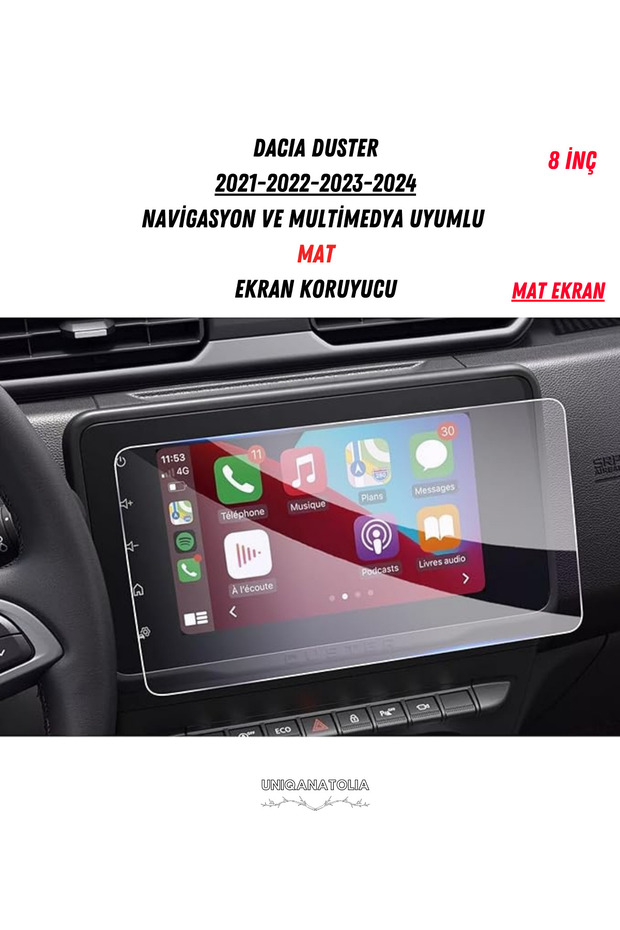 Dacia Duster 2021-2024 Navigation and Multimedia Compatible Matte Screen Protector - 1