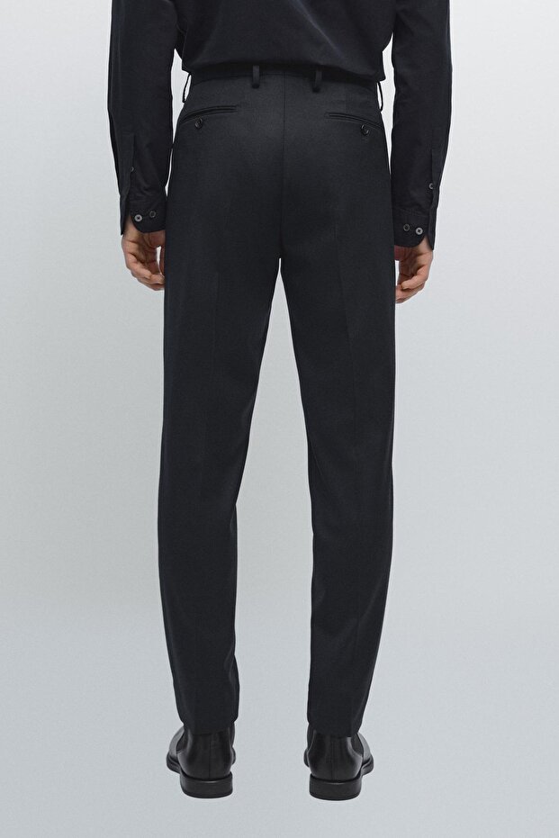 Wool blend flannel suit trousers - 4