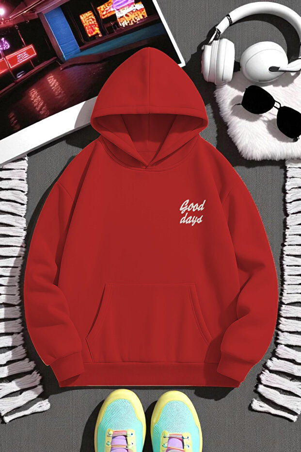 سويت شيرت كبير الحجم مطبوع عليه Good Days للجنسين