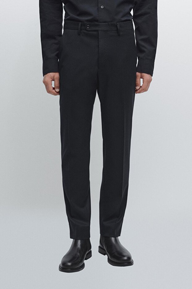 Wool blend flannel suit trousers - 2