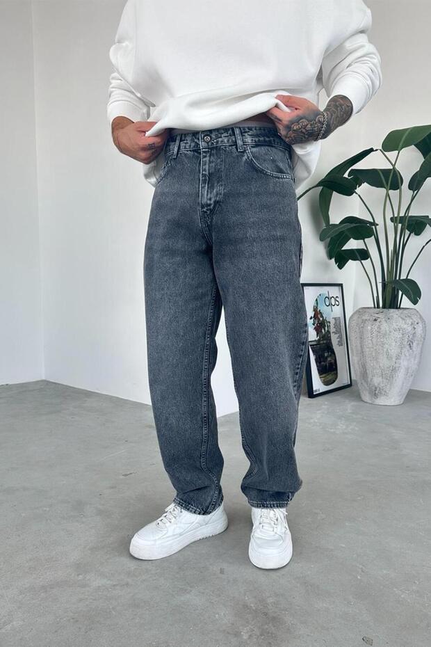 Dokulu Gri Basic Regular Pantolon - 1