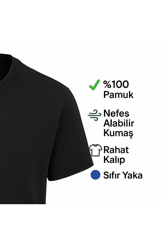 Men's Basic T-Shirt - Relaxed Fit, Cotton Fabric, Black & White - 3