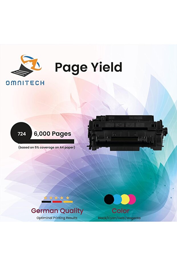 Omni Tech 724 Black Toner Cartridge - Compatible with Printer Canon i-SENSYS LBP6750dn Canon I-SENSY