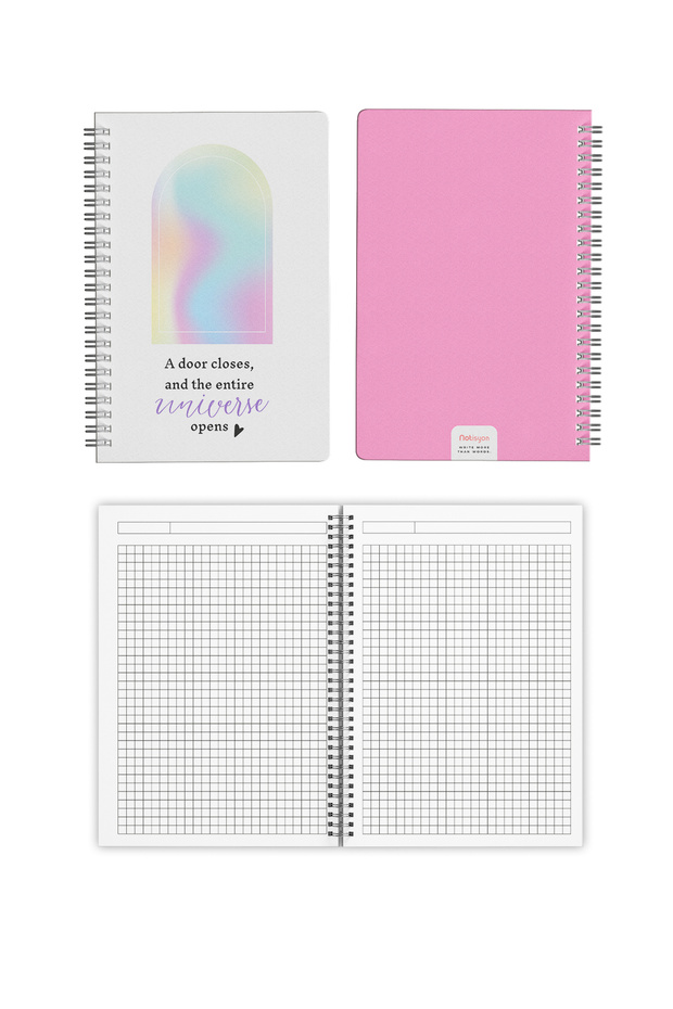 A5 Spiralli Okul Defteri 120 Sayfa 4’lü Set, 2 Çizgili - 2 Kareli Defter, Notebook, Ders Programlı - 5