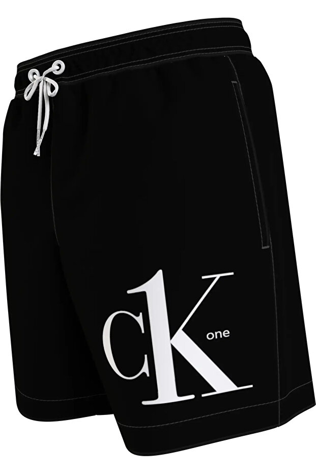 MEDIUM DRAWSTRING Erkek Siyah Deniz Şortu - 4