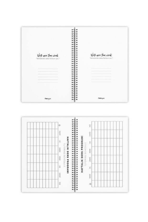 A5 Spiralli Okul Defteri 120 Sayfa 4’lü Set, 2 Çizgili - 2 Kareli Defter, Notebook, Ders Programlı - 6