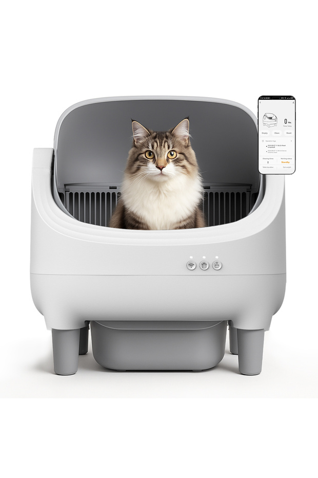 Self Cleaning Cat Litter Box, Open Top Design, Smart App Controlled, Automatic Litter Box fo - 1