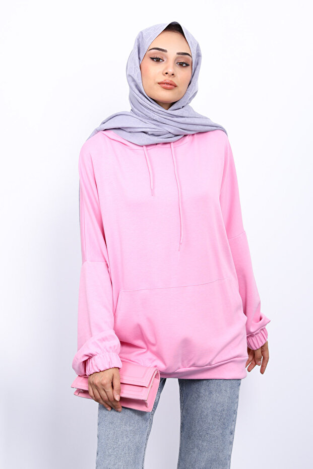 Pink Kangaroo Pocket Modal Sweatshirt