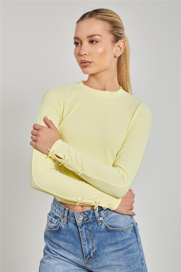 Women's Ribbon Sleeve Bodysuit - Yellow