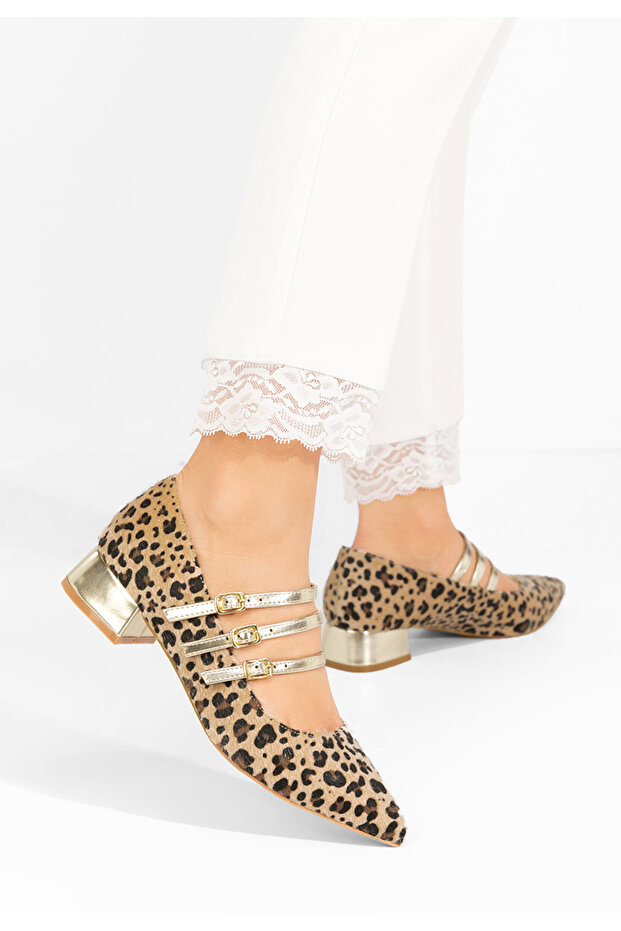 Pantofi cu toc gros Bakea leopard - 2