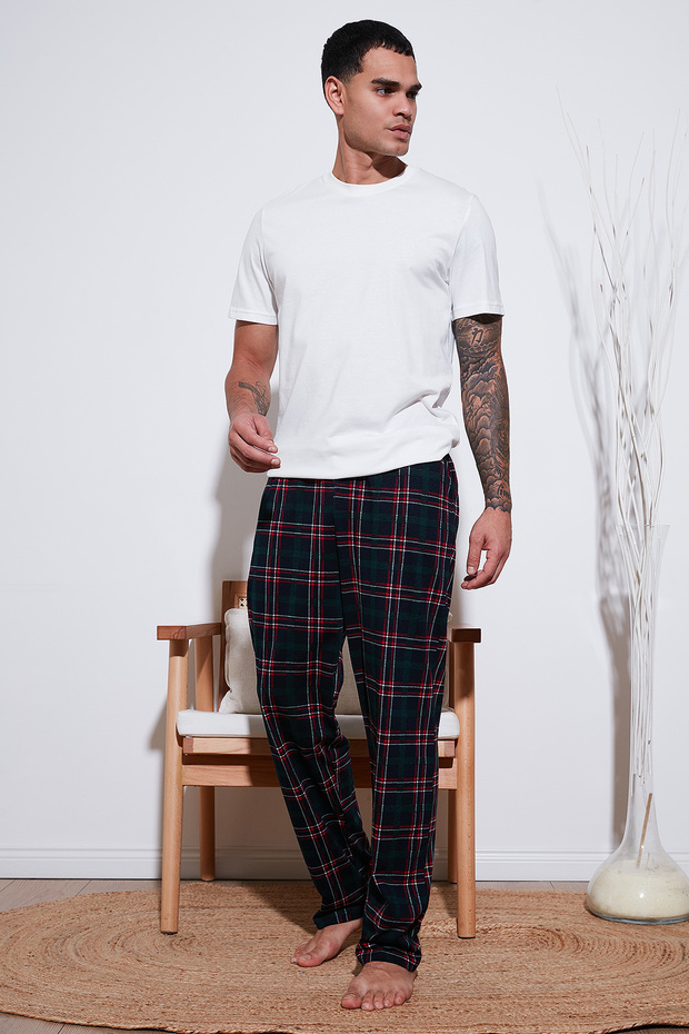 Pamuklu Regular Fit Normal Bel Düz Paça Cepli Pijama Altı Erkek PİJAMA ALTI 6574003 - 1