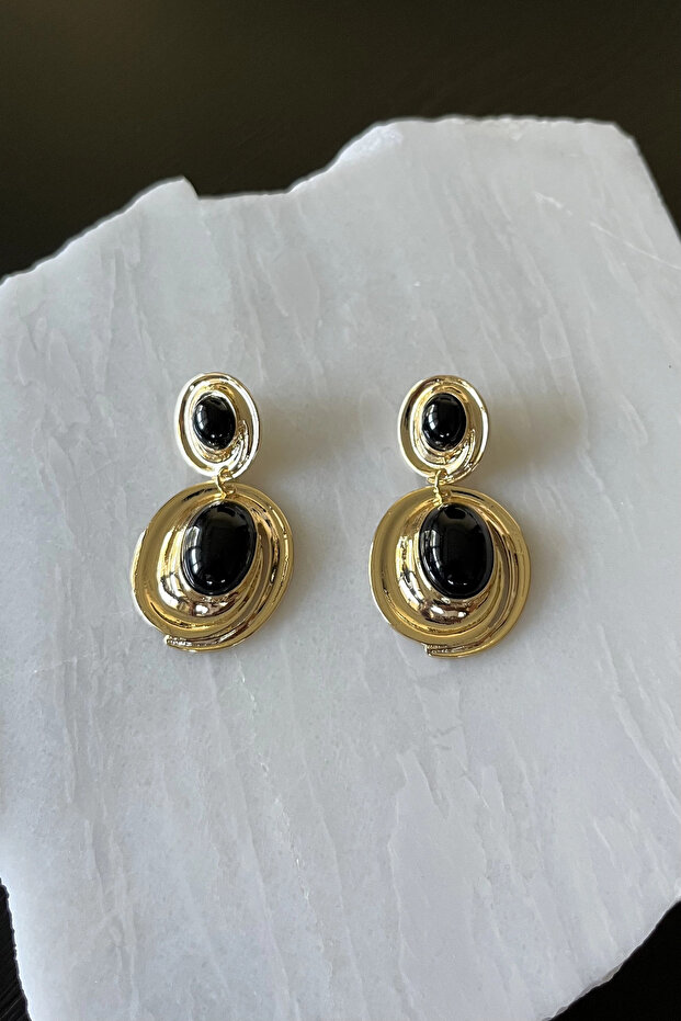 Oval Earrings with Dangle - 2