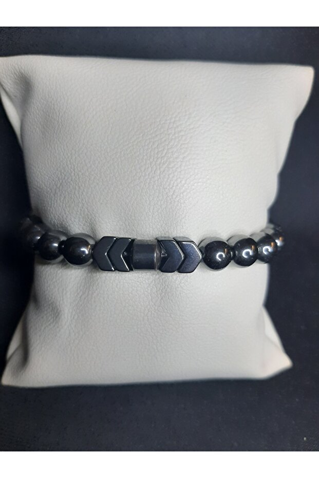 Metallic Smoked Natural Stone Hematite Stone Bracelet Unisex Stylish Design